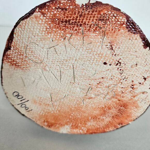 Signed Rustic Swirl Coiled Free Form Design Brown & Gold Pottery Vase - Picture 7 of 11